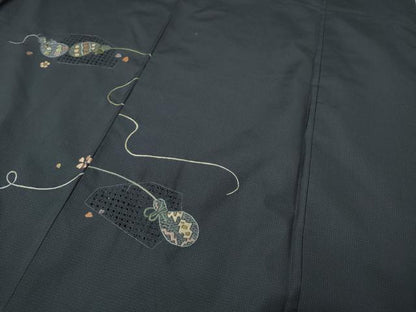 平和屋着物●中国三大刺繍 スワトウ刺繍 訪問着 本場大島紬 瓢箪花文 正絹 逸品 CAAY4967ut