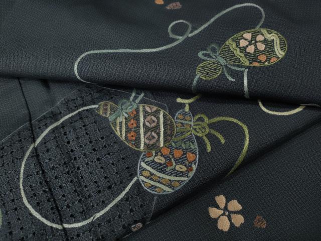 平和屋着物●中国三大刺繍 スワトウ刺繍 訪問着 本場大島紬 瓢箪花文 正絹 逸品 CAAY4967ut