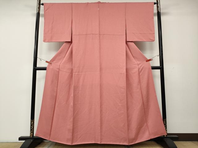 平和屋着物●上質な色無地　霞地紋　薄紅色　正絹　逸品　CAAY4972ut