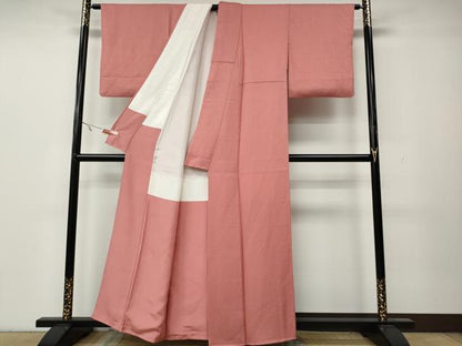 平和屋着物●上質な色無地　霞地紋　薄紅色　正絹　逸品　CAAY4972ut