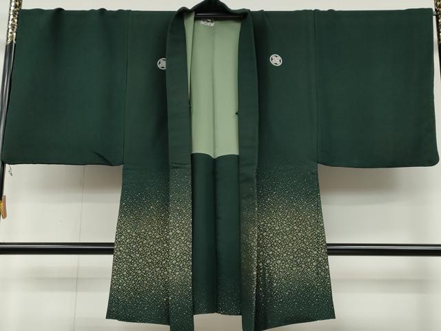 平和屋着物●男性　色紋付・羽織セット　天鵞絨色　羽織：寿光織　泊散らし　金糸　キングサイズ　正絹　逸品　CAAY4980ut