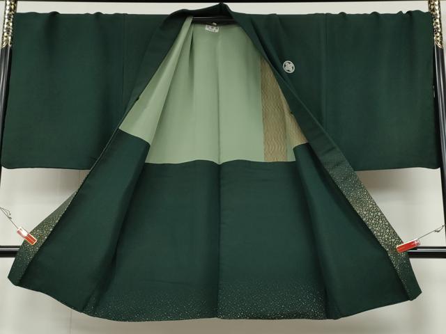 平和屋着物●男性　色紋付・羽織セット　天鵞絨色　羽織：寿光織　泊散らし　金糸　キングサイズ　正絹　逸品　CAAY4980ut
