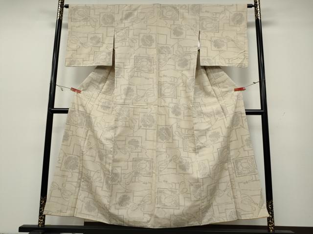 平和屋着物●結城紬　80亀甲　色紙重ね雪輪結び紐文　正絹　逸品　CAAY4981ut