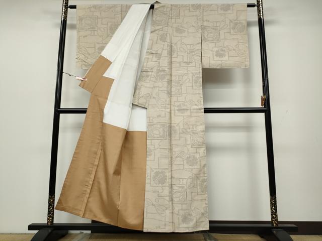 平和屋着物●結城紬　80亀甲　色紙重ね雪輪結び紐文　正絹　逸品　CAAY4981ut