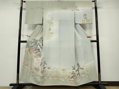 平和屋着物●訪問着 友禅 作家物 風景草花文 暈し染め 正絹 逸品 CAAY5010ut