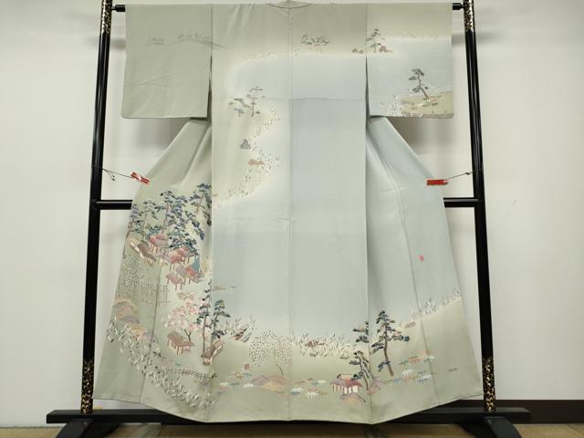 平和屋着物●訪問着 友禅 作家物 風景草花文 暈し染め 正絹 逸品 CAAY5010ut