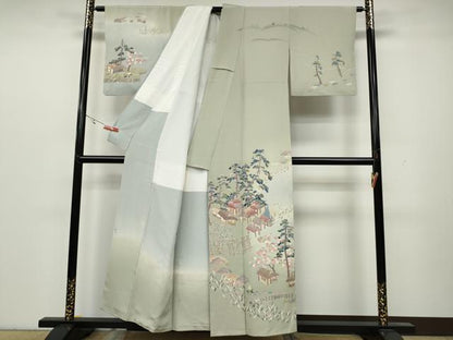平和屋着物●訪問着 友禅 作家物 風景草花文 暈し染め 正絹 逸品 CAAY5010ut