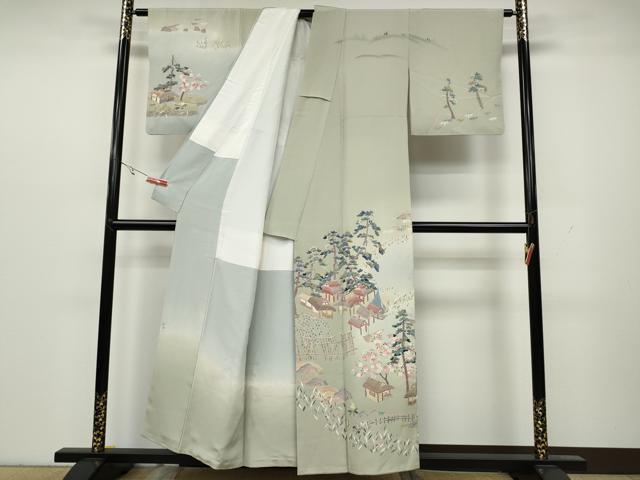 平和屋着物●訪問着 友禅 作家物 風景草花文 暈し染め 正絹 逸品 CAAY5010ut