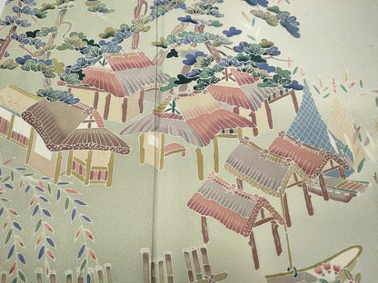 平和屋着物●訪問着 友禅 作家物 風景草花文 暈し染め 正絹 逸品 CAAY5010ut