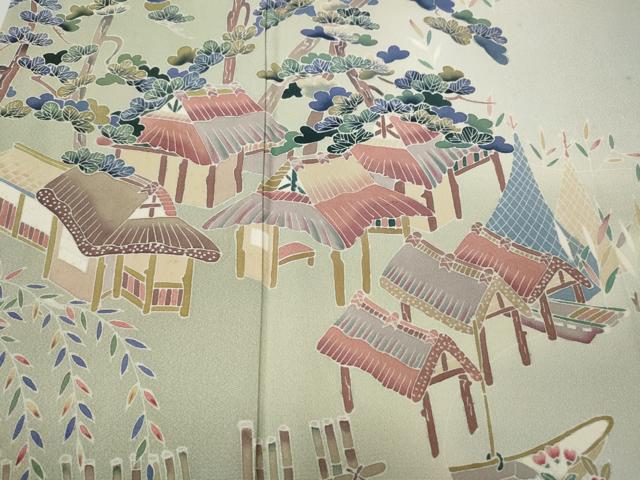 平和屋着物●訪問着 友禅 作家物 風景草花文 暈し染め 正絹 逸品 CAAY5010ut