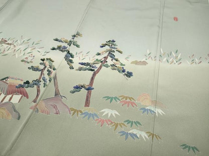 平和屋着物●訪問着 友禅 作家物 風景草花文 暈し染め 正絹 逸品 CAAY5010ut