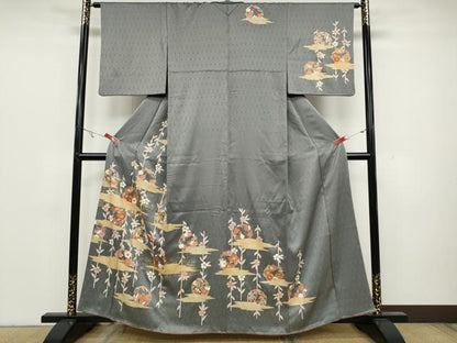平和屋着物●訪問着　草花丸文　金彩　正絹　逸品　CAAY5046ut
