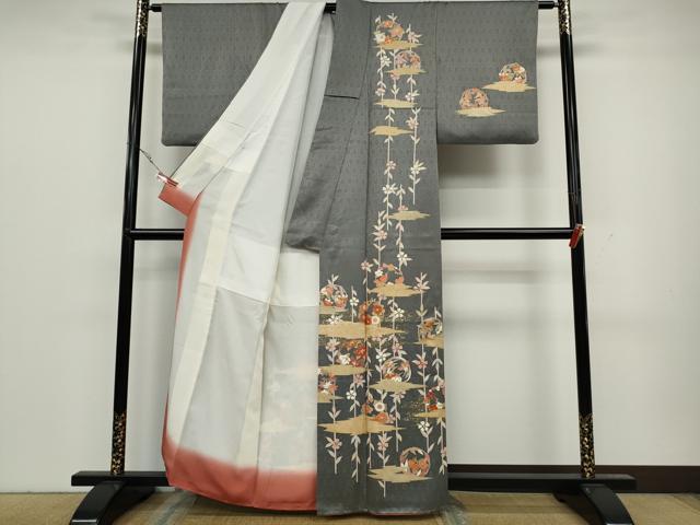 平和屋着物●訪問着　草花丸文　金彩　正絹　逸品　CAAY5046ut