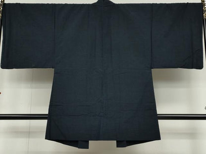 平和屋着物●男性　紬　アンサンブル　留紺色　正絹　逸品　CAAY5053ut