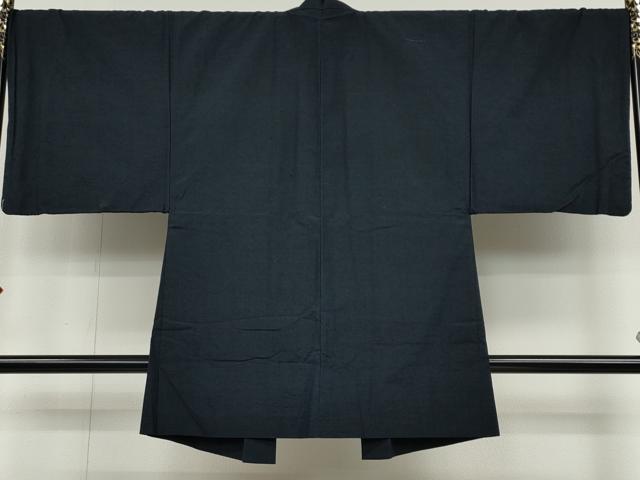 平和屋着物●男性　紬　アンサンブル　留紺色　正絹　逸品　CAAY5053ut