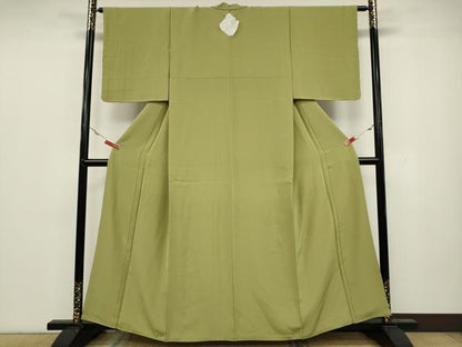 平和屋着物●上質な色無地 抹茶色 正絹 逸品 未使用 CAAY5068ut