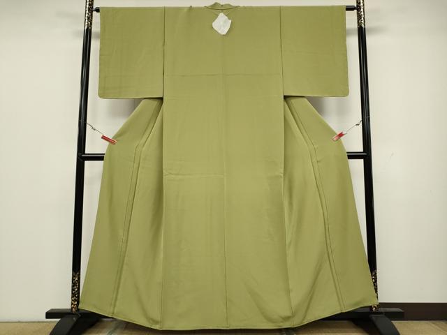 平和屋着物●上質な色無地 抹茶色 正絹 逸品 未使用 CAAY5068ut