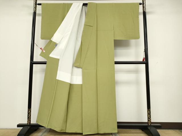 平和屋着物●上質な色無地 抹茶色 正絹 逸品 未使用 CAAY5068ut