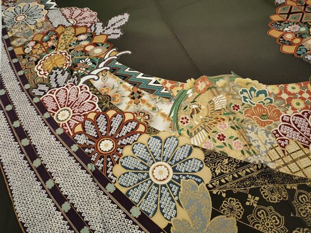 平和屋着物●豪華振袖 駒刺繍 鳳凰花文 暈し染め 金彩 正絹 逸品 CAAY5070ut