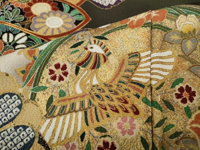 平和屋着物●豪華振袖 駒刺繍 鳳凰花文 暈し染め 金彩 正絹 逸品 CAAY5070ut