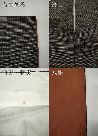 平和屋着物●本場大島紬 7マルキ 泥染め 流水舞花文 鑑定書付き 正絹 逸品 CAAY5081ut