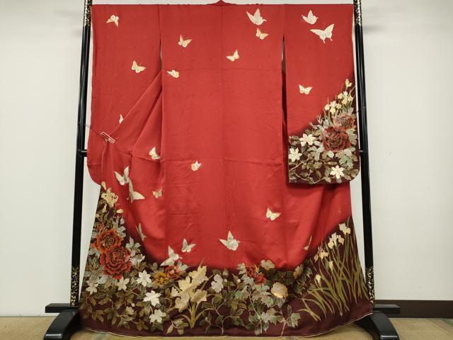 平和屋着物●パリコレクション ファッションモデル・デザイナー 山口小夜子 振袖 舞蝶花文 暈し染め 金銀彩 正絹 逸品 CAAY5090ut