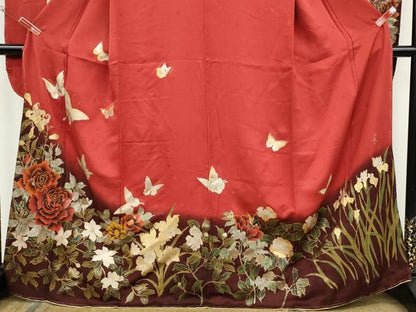 平和屋着物●パリコレクション ファッションモデル・デザイナー 山口小夜子 振袖 舞蝶花文 暈し染め 金銀彩 正絹 逸品 CAAY5090ut