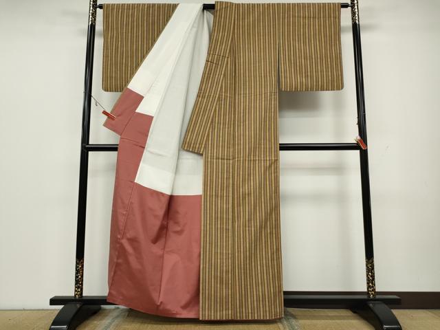 平和屋着物●上質な紬　縞　正絹　逸品　CAAY5093ut