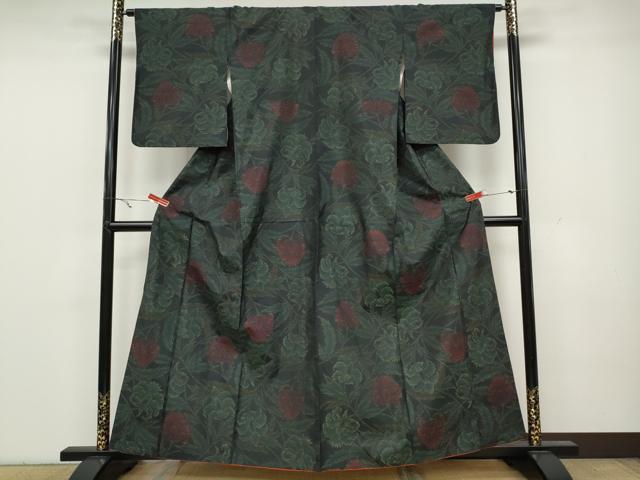 平和屋着物●本場大島紬　更紗花文　正絹　逸品　CAAY5099ut
