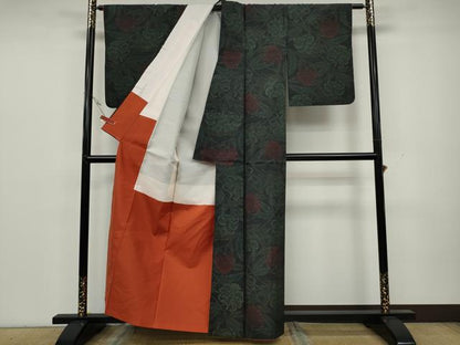 平和屋着物●本場大島紬　更紗花文　正絹　逸品　CAAY5099ut