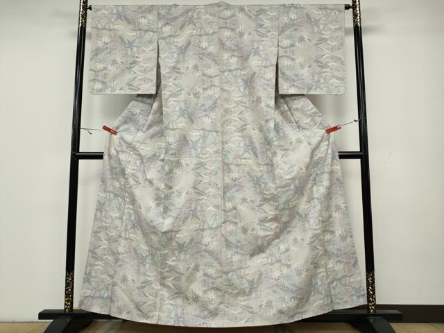平和屋着物●本場大島紬 白大島 7マルキ 吉祥枝葉文 正絹 逸品 CAAY5105ut
