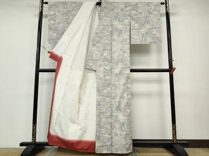平和屋着物●本場大島紬 白大島 7マルキ 吉祥枝葉文 正絹 逸品 CAAY5105ut