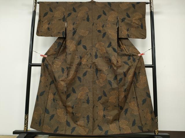 平和屋着物●本場大島紬　7マルキ　舞葉文　正絹　逸品　CAAY5107ut