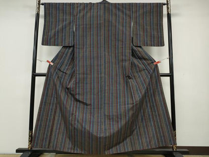 平和屋着物●上質な紬 縞 正絹 逸品 CAAY5108ut