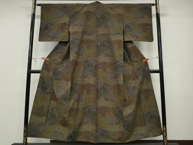 平和屋着物●上質な紬 雲重ね吉祥草花文 正絹 逸品 CAAY5109ut