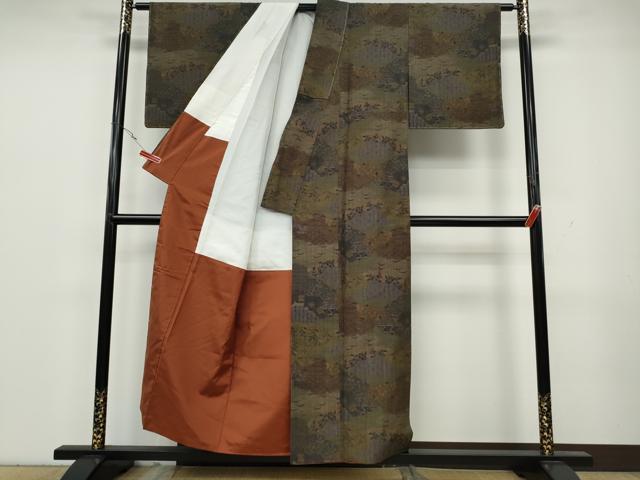 平和屋着物●上質な紬 雲重ね吉祥草花文 正絹 逸品 CAAY5109ut