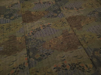 平和屋着物●上質な紬 雲重ね吉祥草花文 正絹 逸品 CAAY5109ut