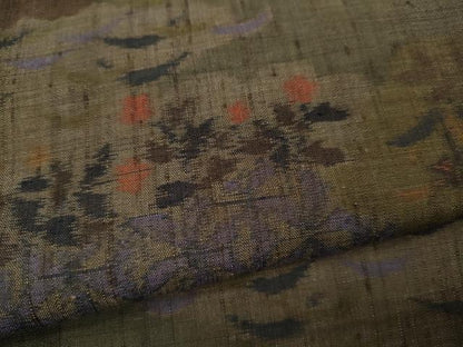 平和屋着物●上質な紬 雲重ね吉祥草花文 正絹 逸品 CAAY5109ut