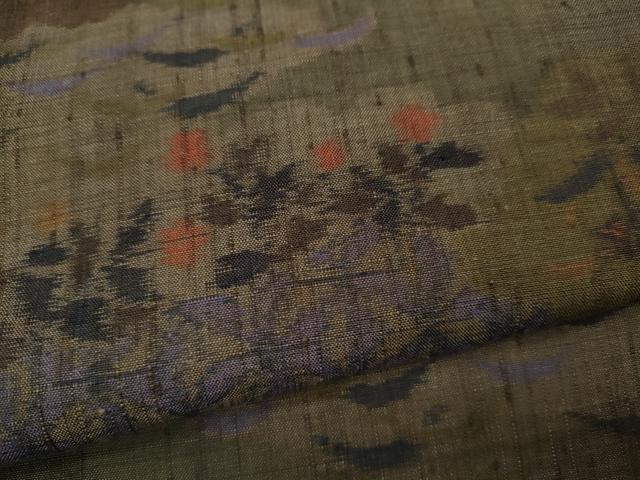 平和屋着物●上質な紬 雲重ね吉祥草花文 正絹 逸品 CAAY5109ut