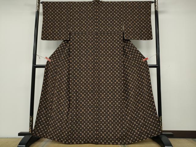 平和屋着物●上質な小紋　型染め　花菱文　正絹　逸品　CAAY5113ut