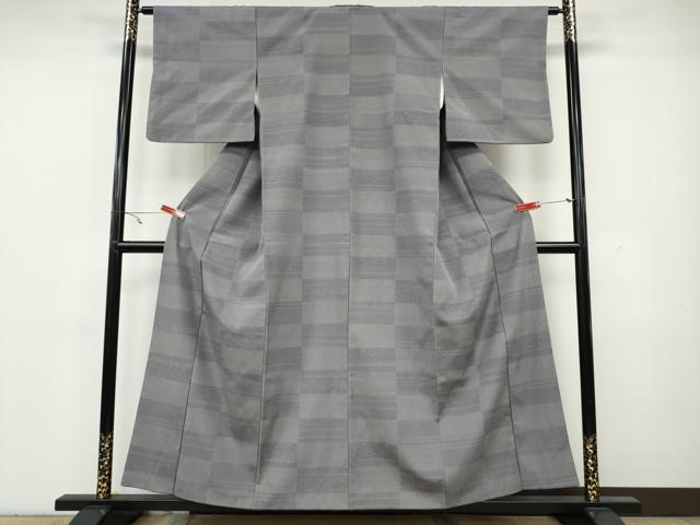 平和屋着物●本塩沢　110亀甲　横段吉祥文　正絹　逸品　CAAY5114ut