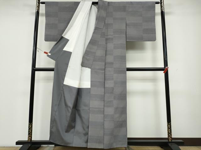 平和屋着物●本塩沢　110亀甲　横段吉祥文　正絹　逸品　CAAY5114ut