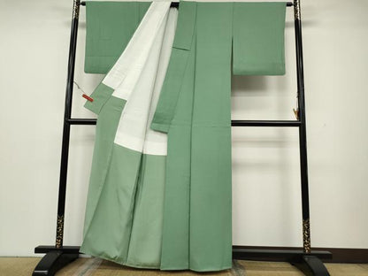 平和屋着物●上質な色無地　霞地紋　青磁色　正絹　逸品　CAAY5127ut