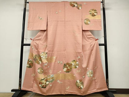 平和屋着物●訪問着 草花丸文 金彩 正絹 逸品 CAAY5147ut