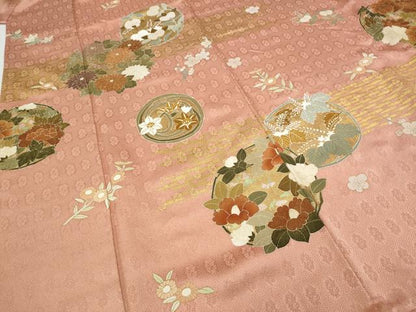 平和屋着物●訪問着 草花丸文 金彩 正絹 逸品 CAAY5147ut