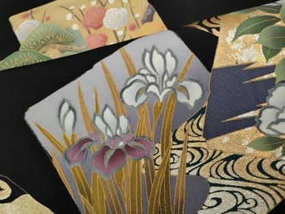 平和屋着物●豪華黒留袖　破れ色紙鶴草花文　金銀彩　正絹　逸品　CAAY5151ut