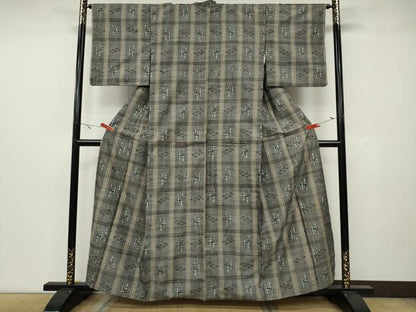 平和屋着物●上質な紬　絣文様　正絹　逸品　CAAY5162ut