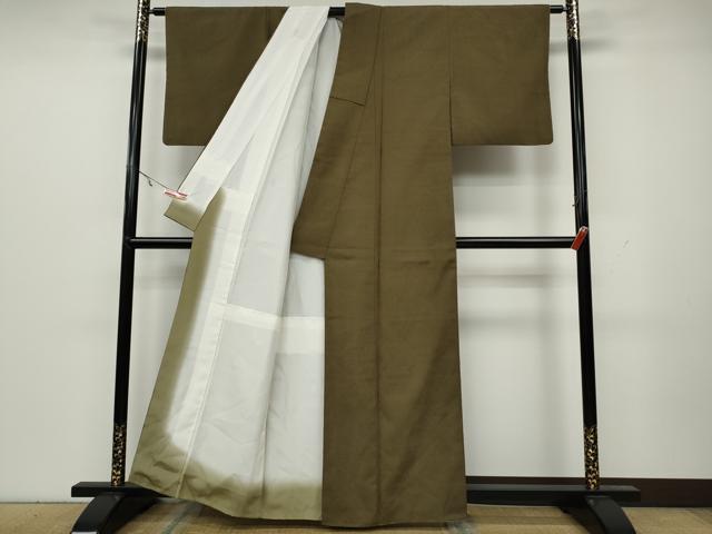 平和屋着物●本塩沢 油色 正絹 逸品 CAAY5163ut
