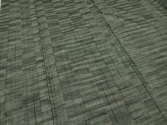 平和屋着物●本場手織紬 格子柄 反端付き 正絹 逸品 CAAY5170ut