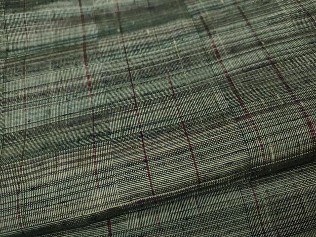 平和屋着物●本場手織紬 格子柄 反端付き 正絹 逸品 CAAY5170ut